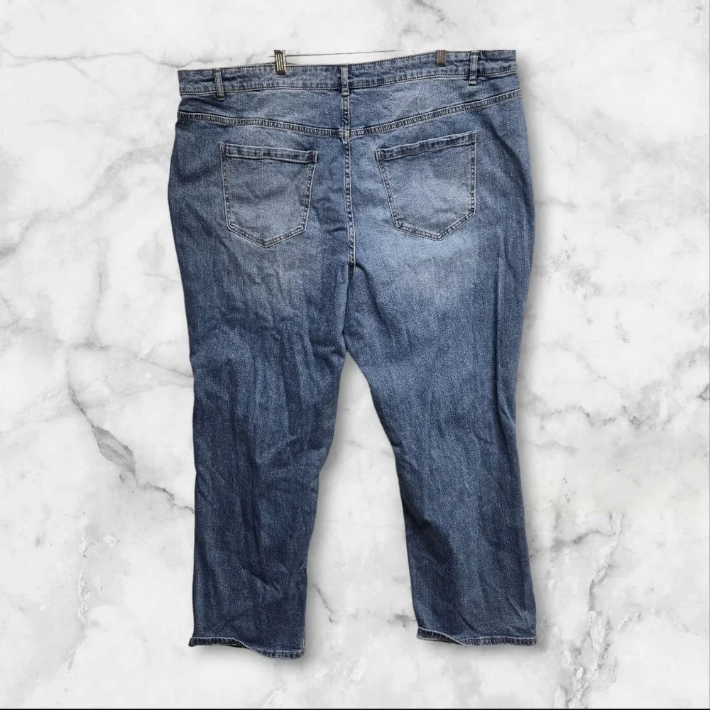 Eloquii Elements Womens‎ 22 Distressed Straight Leg Jeans NWT